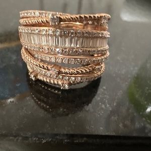 14Kt Rose Gold Diamonds Band Many Layers rings Stacked together!